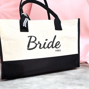Elegant Black and Cream Bride Vibes Tote